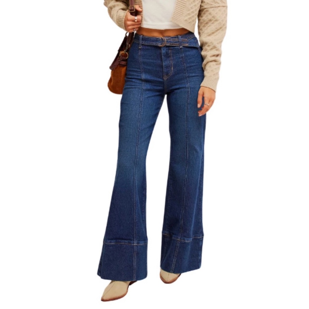 Free People Blue Flare & Wide Leg Jeans